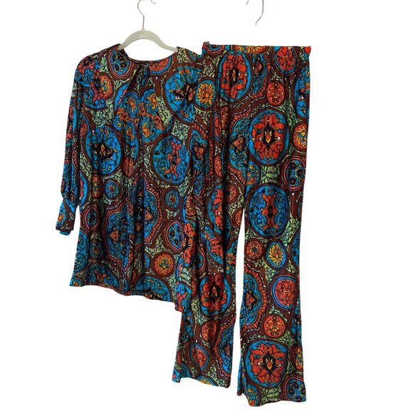 Vintage Womens Pant Suit Size Medium Multicolor Floral...